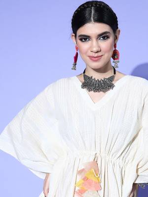 Indo Era Off White Embroidered Kaftan Kurta 5