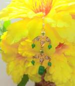 Gold Plated Designer Green Traditional Maang Tikka