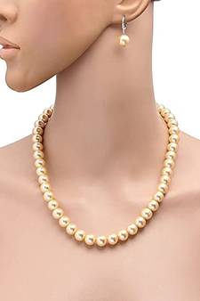 Gold Plated Designer Beads Golden Traditional Necklace Set 