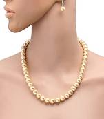 Gold Plated Designer Beads Golden Traditional Necklace Set 