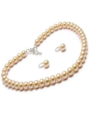 Gold Plated Designer Beads Golden Traditional Necklace Set  2