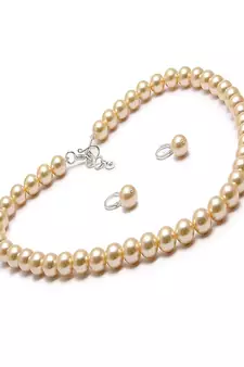 Gold Plated Designer Beads Golden Traditional Necklace Set 