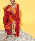 Indo Era Multi Tie & Dye Straight Kurta Palazzo With Dupatta Set