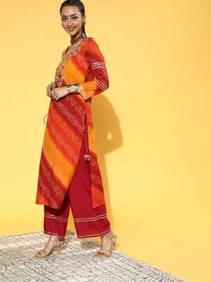 Indo Era Multi Tie & Dye Straight Kurta Palazzo With Dupatta Set 3