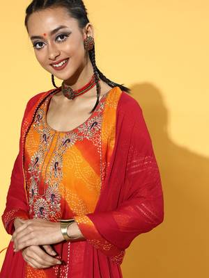 Indo Era Multi Tie & Dye Straight Kurta Palazzo With Dupatta Set 5