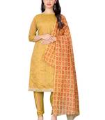 Beige embroidered chanderi salwar