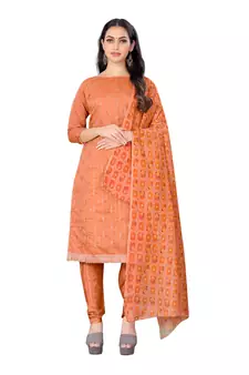 Peach embroidered chanderi salwar