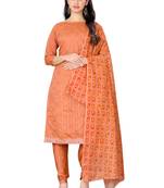 Peach embroidered chanderi salwar