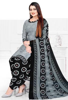 Grey printed crepe salwar 2