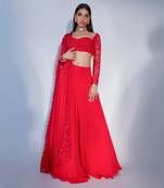 Red Flora Lehnga
