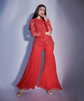 Hand Embroidered Jacket Gharara Set  1