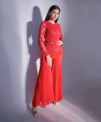 Hand Embroidered Jacket Gharara Set  2