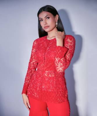 Hand Embroidered Jacket Gharara Set  5