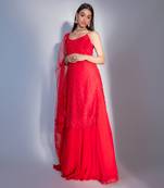 Hand Embroidered Kurta Lehnga Set With Keri Detail Dupatta 