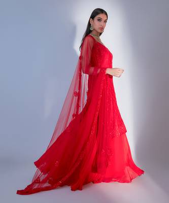 Hand Embroidered Kurta Lehnga Set With Keri Detail Dupatta  4