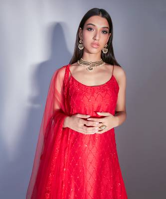 Hand Embroidered Kurta Lehnga Set With Keri Detail Dupatta  6