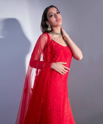 Hand Embroidered Kurta Lehnga Set With Keri Detail Dupatta  7