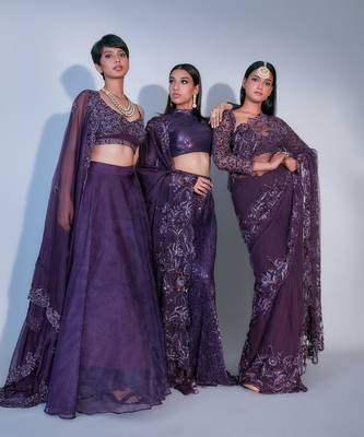 Sequin Lehnga With Floral Organza Dupatta  8