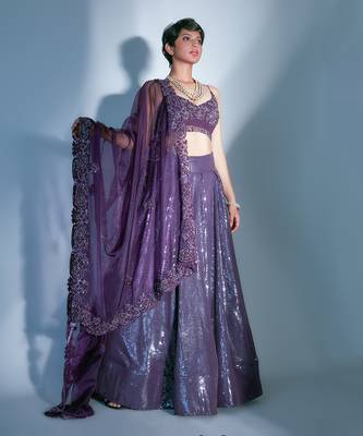 Sequin Lehnga With Paisley Organza Dupatta  2