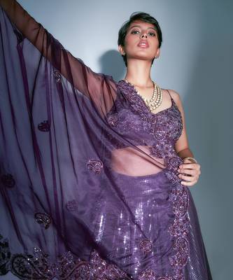 Sequin Lehnga With Paisley Organza Dupatta  3