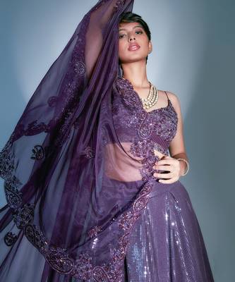 Sequin Lehnga With Paisley Organza Dupatta  4