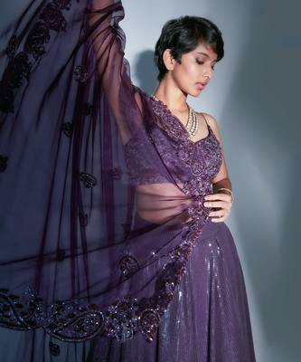 Sequin Lehnga With Paisley Organza Dupatta  5