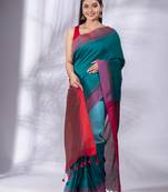 Teals Pure Cotton handwoven soft Saree with zari pallu