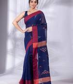 Blue Linen handwoven soft Saree with texture design