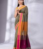 Beige Pure Cotton Woven Design soft Saree with multicolor pallu