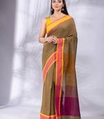 Mustard Pure Cotton Woven Design soft Saree with multicolor pallu