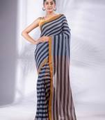 Black and Brown Half & Half Pure Cotton handwoven soft Saree