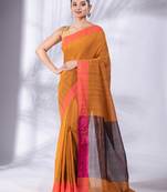 Peanut Brown Pure Cotton Woven Design soft Saree with zari pallu