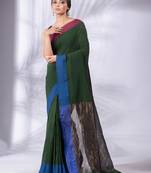 Green Pure Cotton Woven Design soft Saree with zari pallu