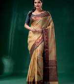Mellow Yellow Cotton Silk saree with woven design