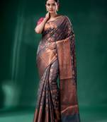 Grey Cotton Silk saree with woven design