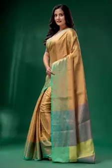 Pista Green Blended Silk Brocade handwoven soft saree