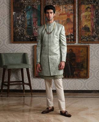 Pastel Green & Ivory Sherwani Set 1
