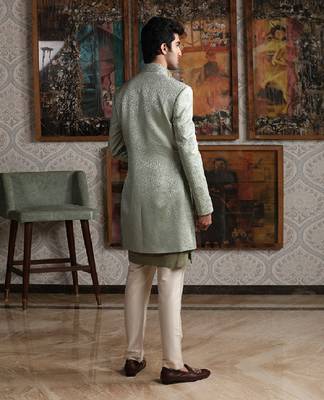 Pastel Green & Ivory Sherwani Set 3