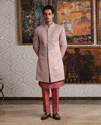Blush Pink and Rose Pink Sherwani Set 1