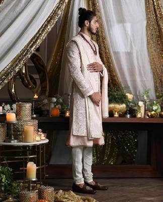 Ivory and Light Pink Sherwani Set 2