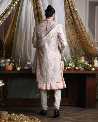 Ivory and Light Pink Sherwani Set 3