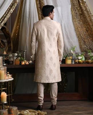 Ivory and Pastel Peach Sherwani Set 3