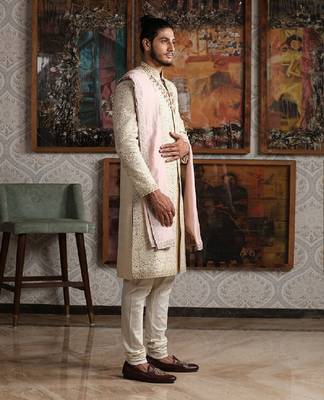 Ivory and Soft Pink Sherwani Set 2