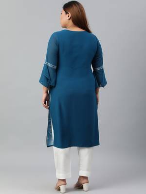 XL LOVE by Janasya Teal printed crepe ethnic-kurtis 5