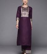 Indo Era Solid Wine Straight Kurta Palazzo Sets