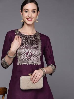 Indo Era Solid Wine Straight Kurta Palazzo Sets 5