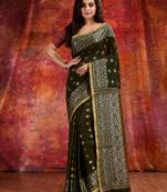 Bottol Green Cotton soft saree with woven design