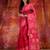 Pink Linen soft handwoven saree with floral design