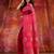 Pink Linen soft handwoven saree with floral design