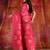 Pink Linen soft handwoven saree with floral design